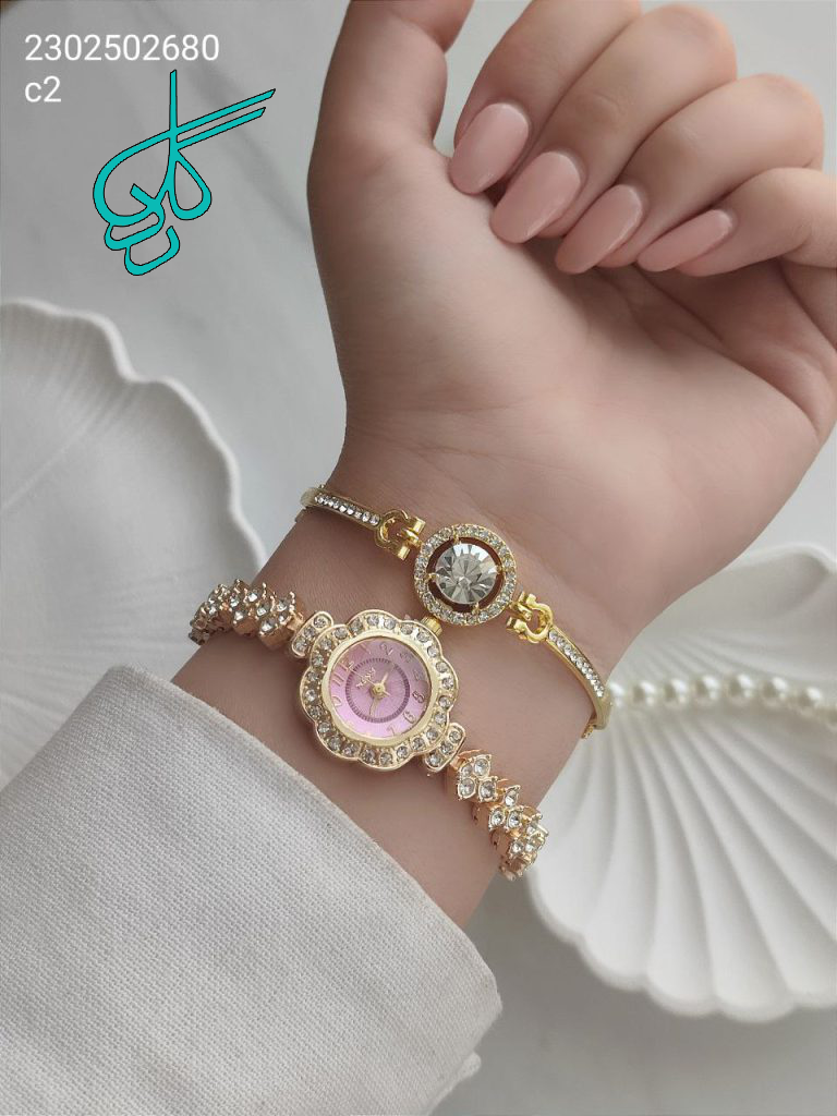 خرید ست ساعت و دستبند زنانه رنگ ثابت کیفیت عالی کد 1815538 - ردگل