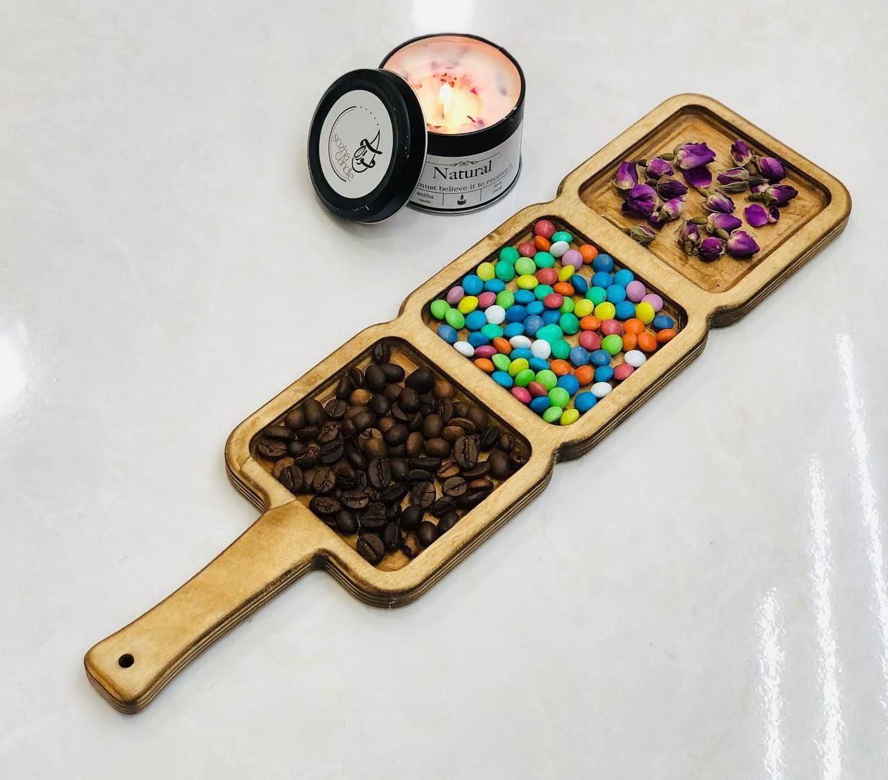 اردو 3 خانه مستطیل دسته دار چوبی