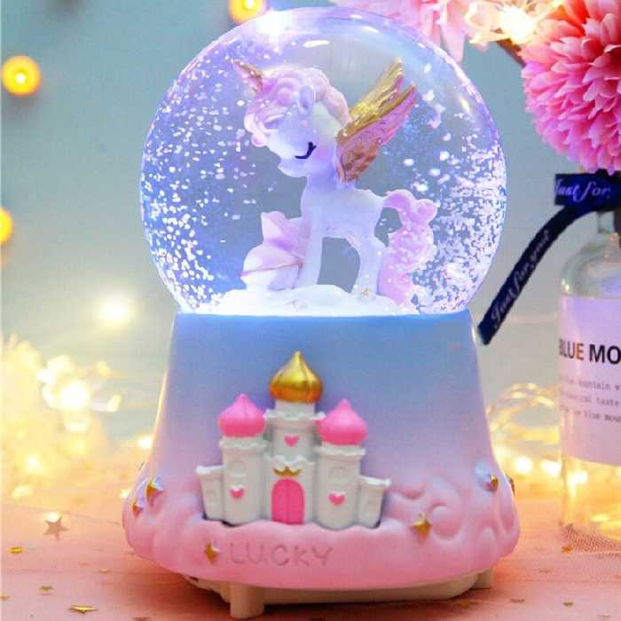 گوی موزیکال پمپی و چراغدار طرح یونیکورن Lucky