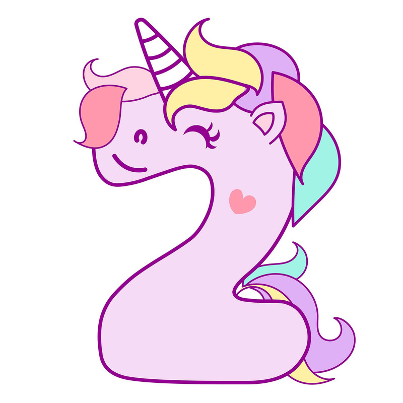 استند رومیزی تولد مدل عدد 2 طرح یونیکورن کد 862