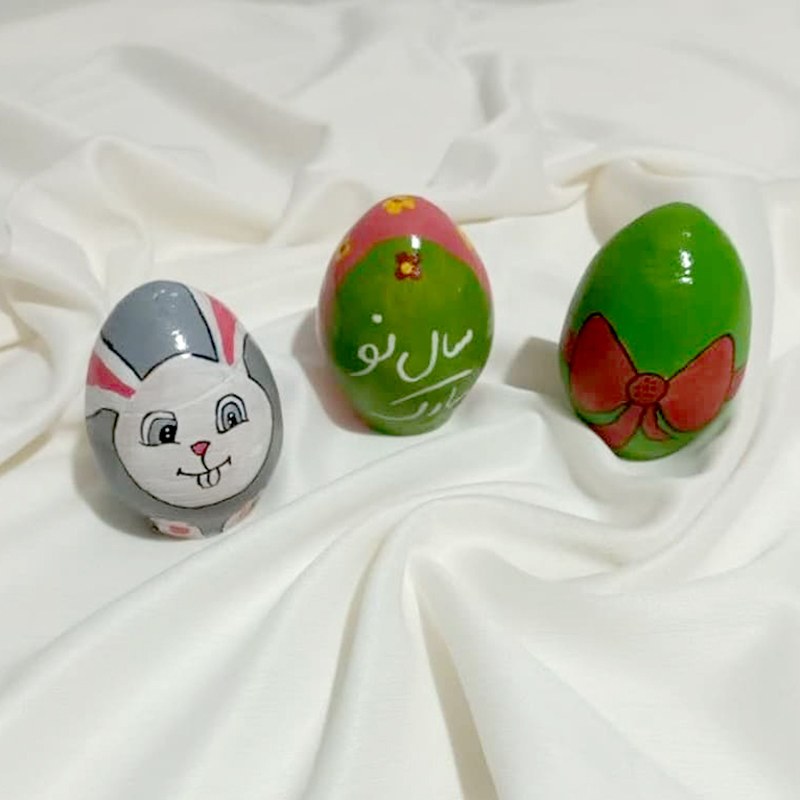 تخم مرغ رنگی سفالی 3 عددی