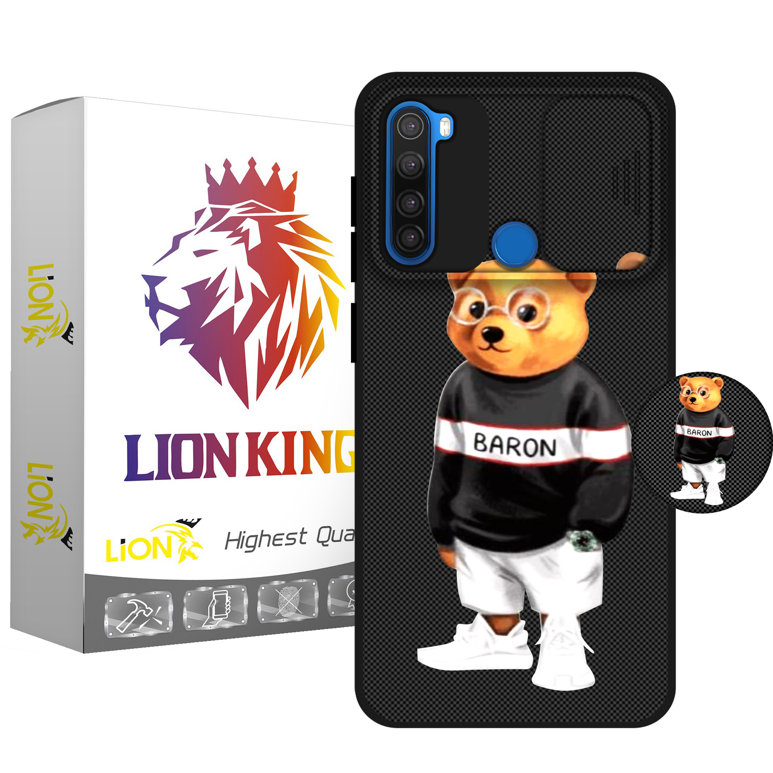    کاور لاین کینگ مدل Baron مناسب برای گوشی موبایل شیائومی Redmi Note 8 به همراه پایه نگهدارنده