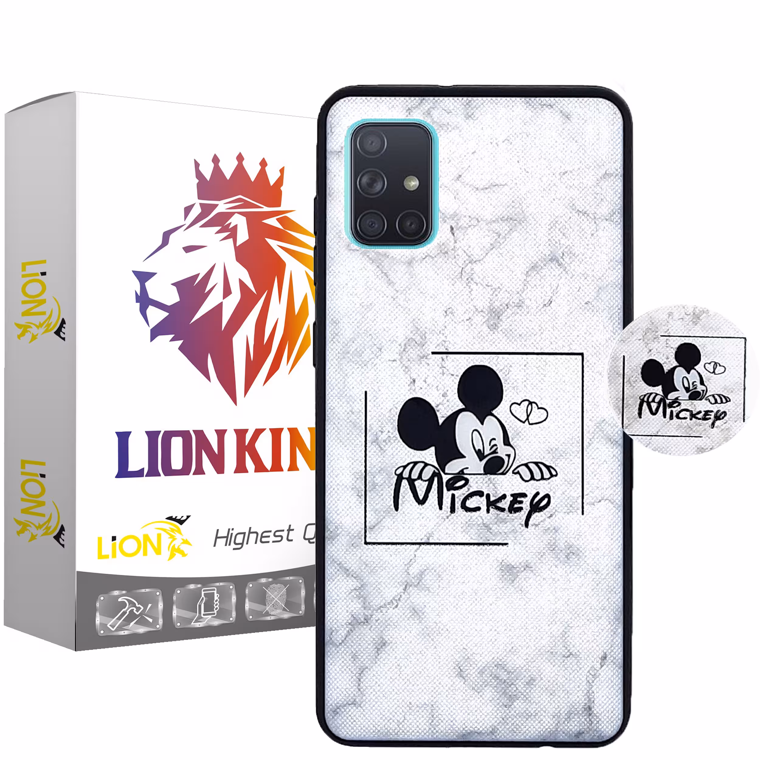 کاور لاین کینگ مدل Mickey2 مناسب برای گوشی موبایل سامسونگ Galaxy A71 به همراه پایه نگهدارنده