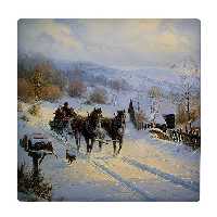  کاشی کارنیلا طرح نقاشی دو اسب و جاده برفی کد wkk3438