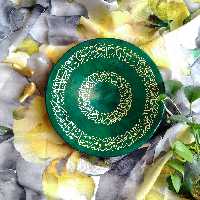 بشقاب سفالی ورق طلا سوره فلق و توحید