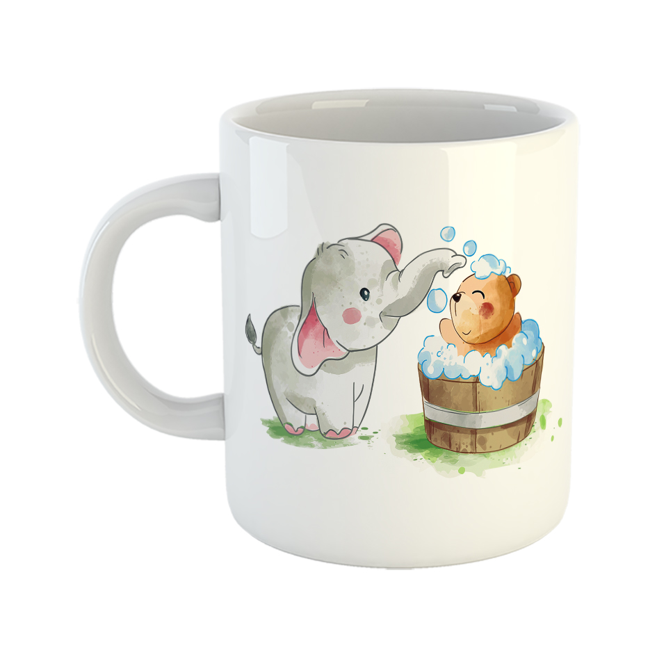 ماگ طرح خرس کوچولو و فیل مدل بازی آب تنی 