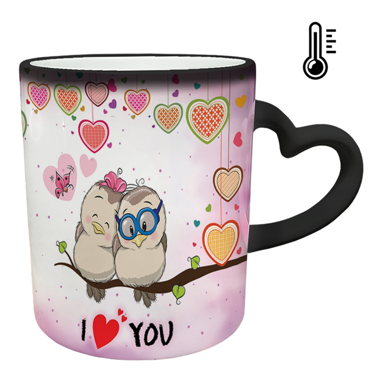 ماگ حرارتی مدل دسته قلبی طرح عاشقانه کد 16