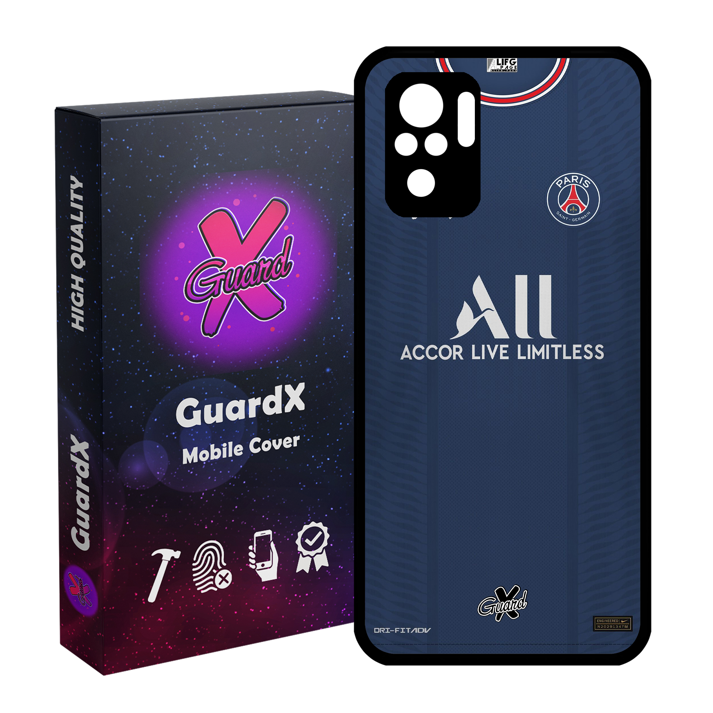 کاور گارد ایکس طرح PSG مدل Glass50360 مناسب برای گوشی موبایل شیائومی Redmi Note 10 4G / Redmi Note 10S