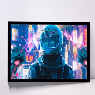 تابلو مدل astronaut alone in neon city کد F-10040