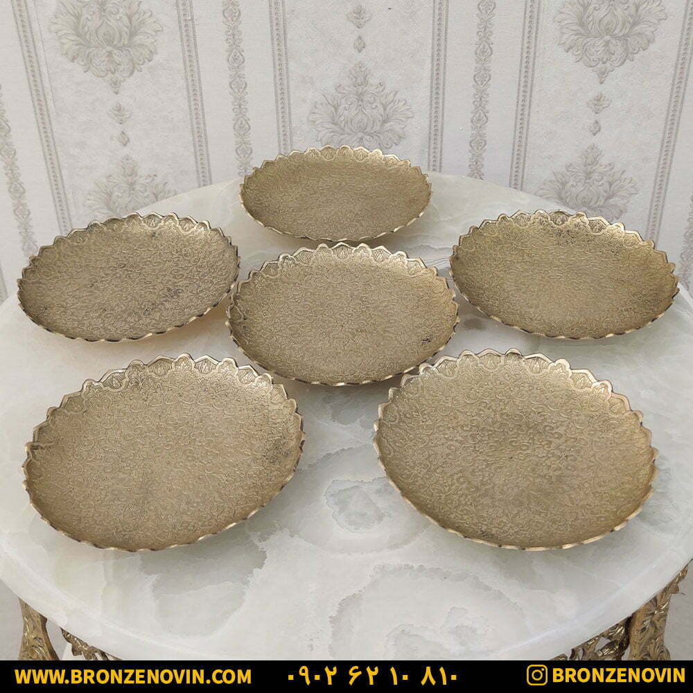 پیش دستی برنجی هندی مدل لبه هشتی کد 4053 ( مجموعه شش عددی )