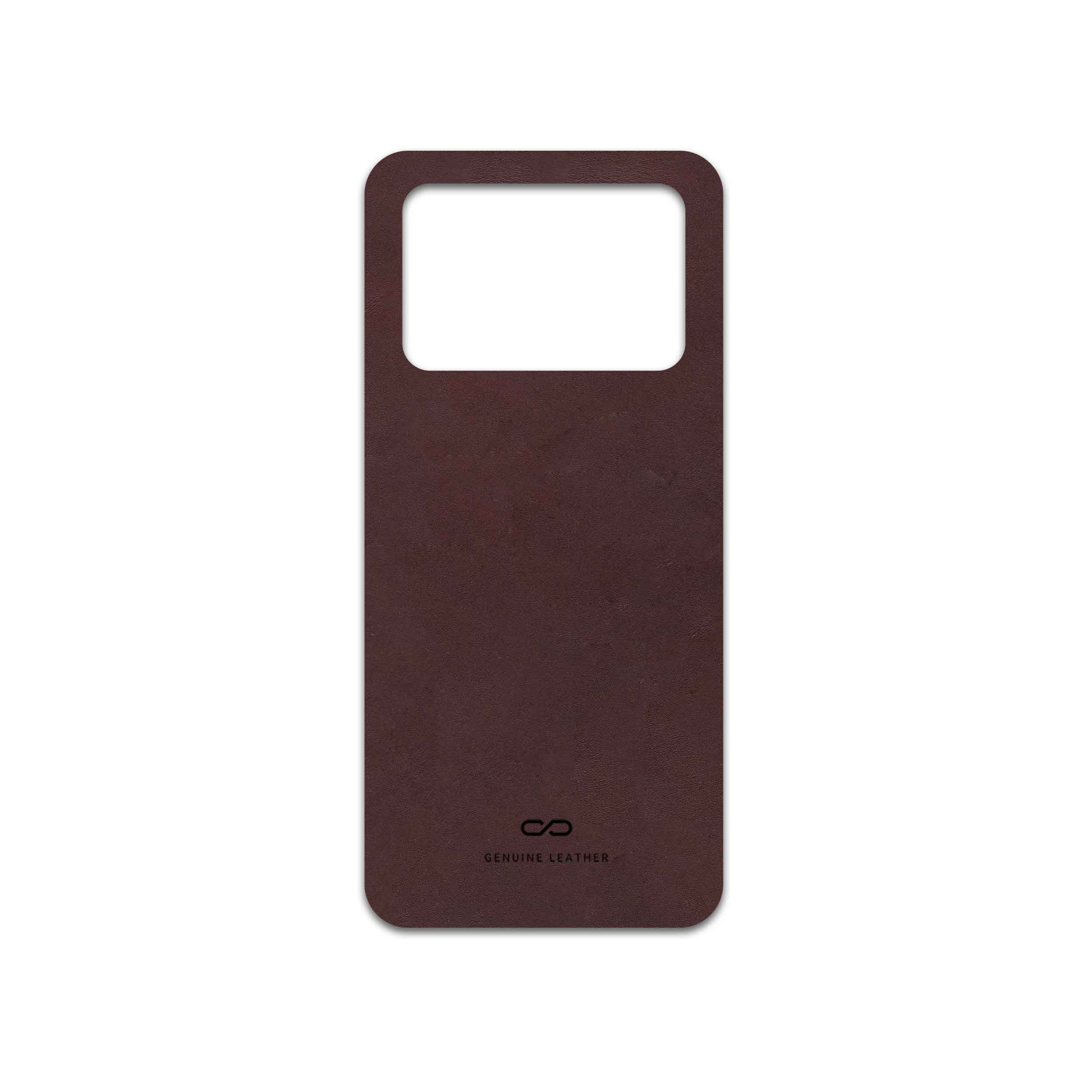 برچسب پوششی ماهوت مدل Matte-Dark-Brown-Leather مناسب برای گوشی موبایل شیائومی Poco M4 Pro 4G
