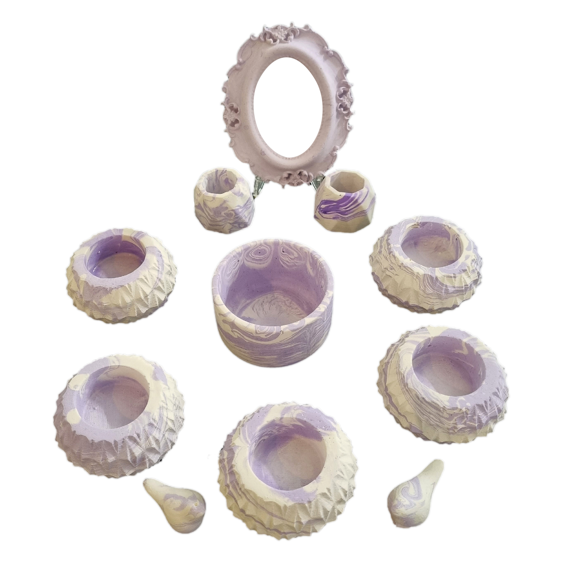 مجموعه ظروف هفت سین 10 پارچه مدل وارمری طرح سنگ