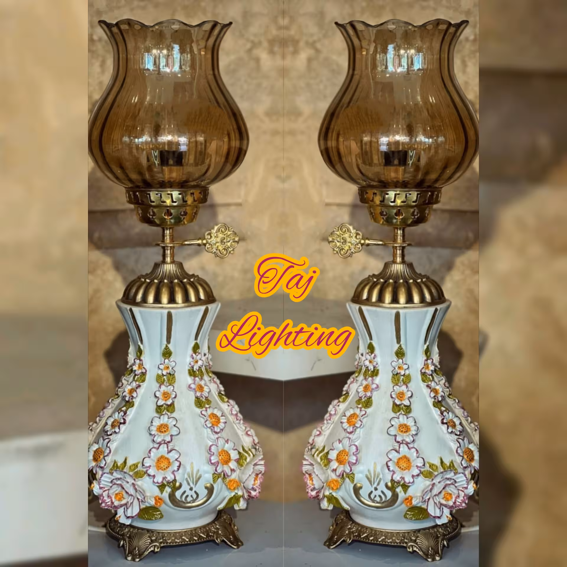 آباژور چراغ رومیزی طرح  گل برجسته مدل هلاس (پس کرایه)