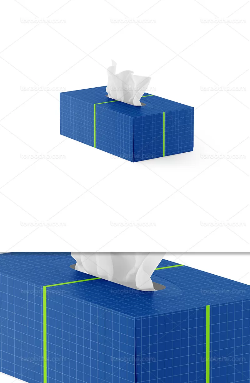 موکاپ جعبه دستمال کاغذی لایه باز | گرافیک با طعم تربچه