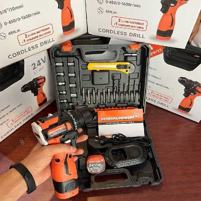 دریل پیچ‌گوشتی شارژی براشلس جنرال پاور با گارانتی