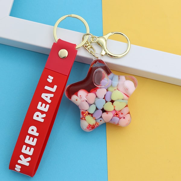 سرکلیدی شیشه ای آویز کیف آکواریومی ستاره قرمز 33854