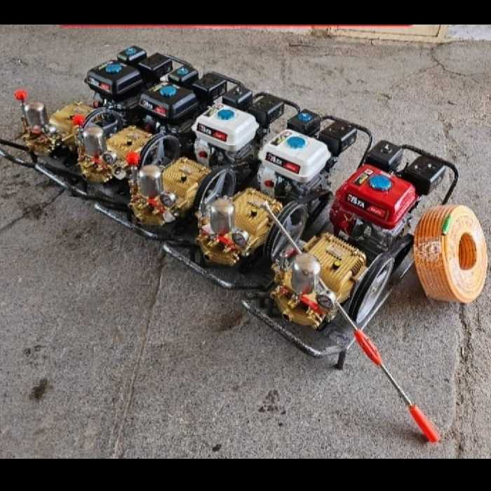 سمپاش زنبه ای موتور استیلمن 7اسب پمپ 60 بار اکسل شیلنگ 50متر 3لایه لانس نارنجی چینی