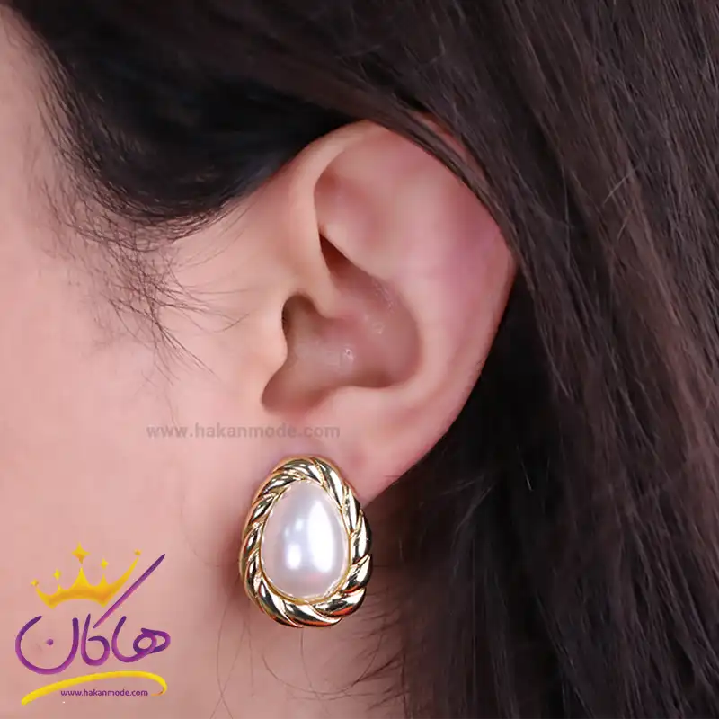 گوشواره استیل مروارید طرح اشک sp 11236