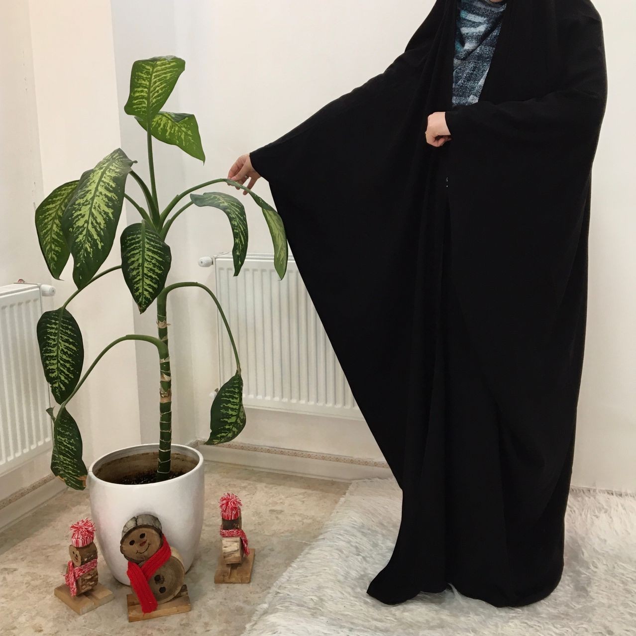 عبای عربی (جده) جنس کرپ حریر اسود یک تکه