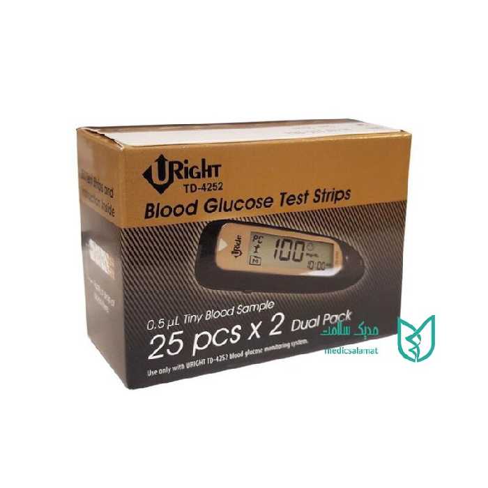 نوار تست قند خون یورایت طلایی مدل TD4252 uright
