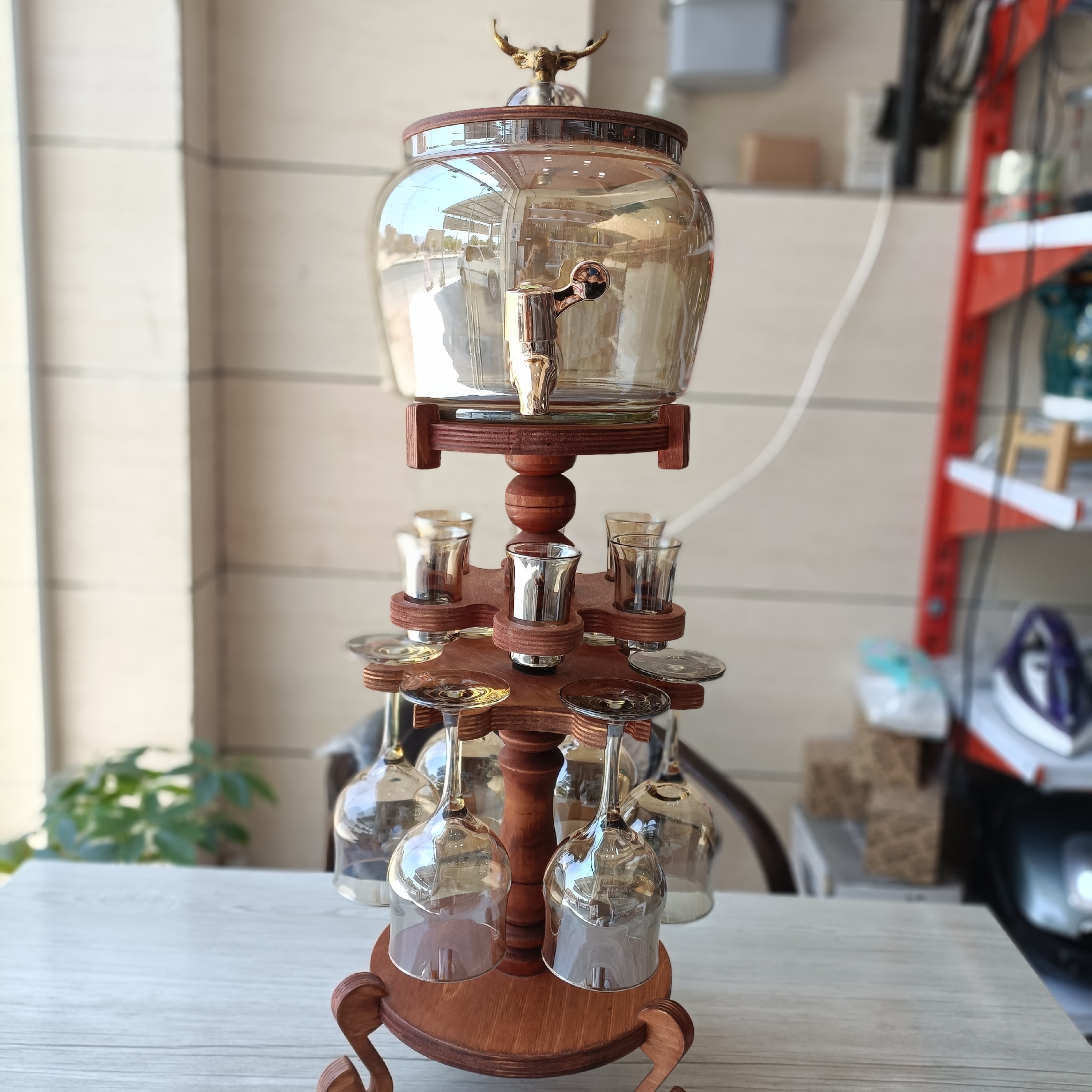 کلمن شیشه ای و گیلاس خوری 1 طبقه خمره شات دار