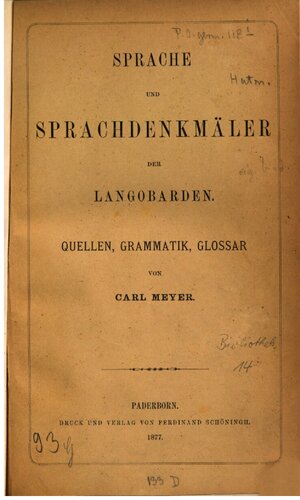 خرید و دانلود نسخه کامل کتاب Sprache und Sprachdenkmäler der Langobarden; Quellen, Grammatik, Glossar