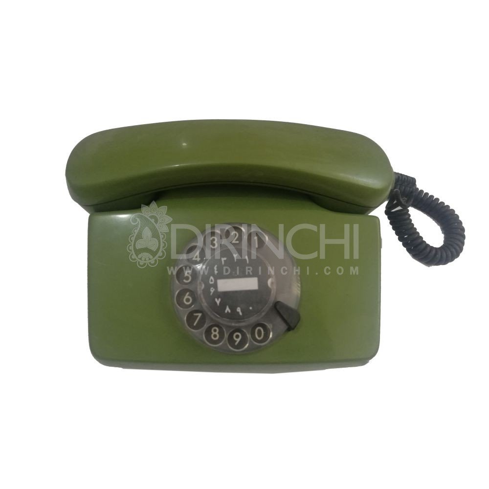 گوشی تلفن قدیمی فلکه ای سبز نوستالژیک