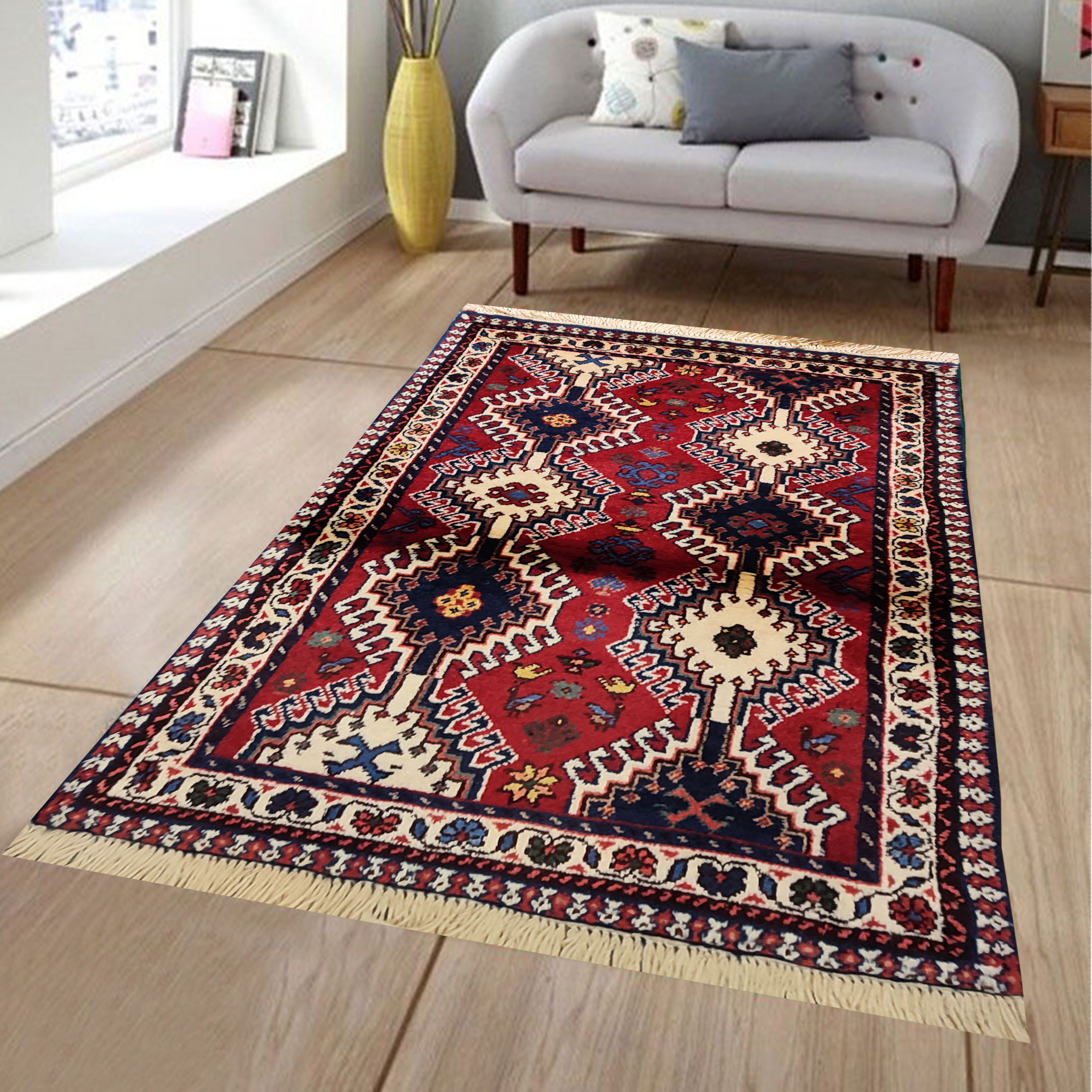 فرش دستبافت نیم متری طرح لوزی کد AA298