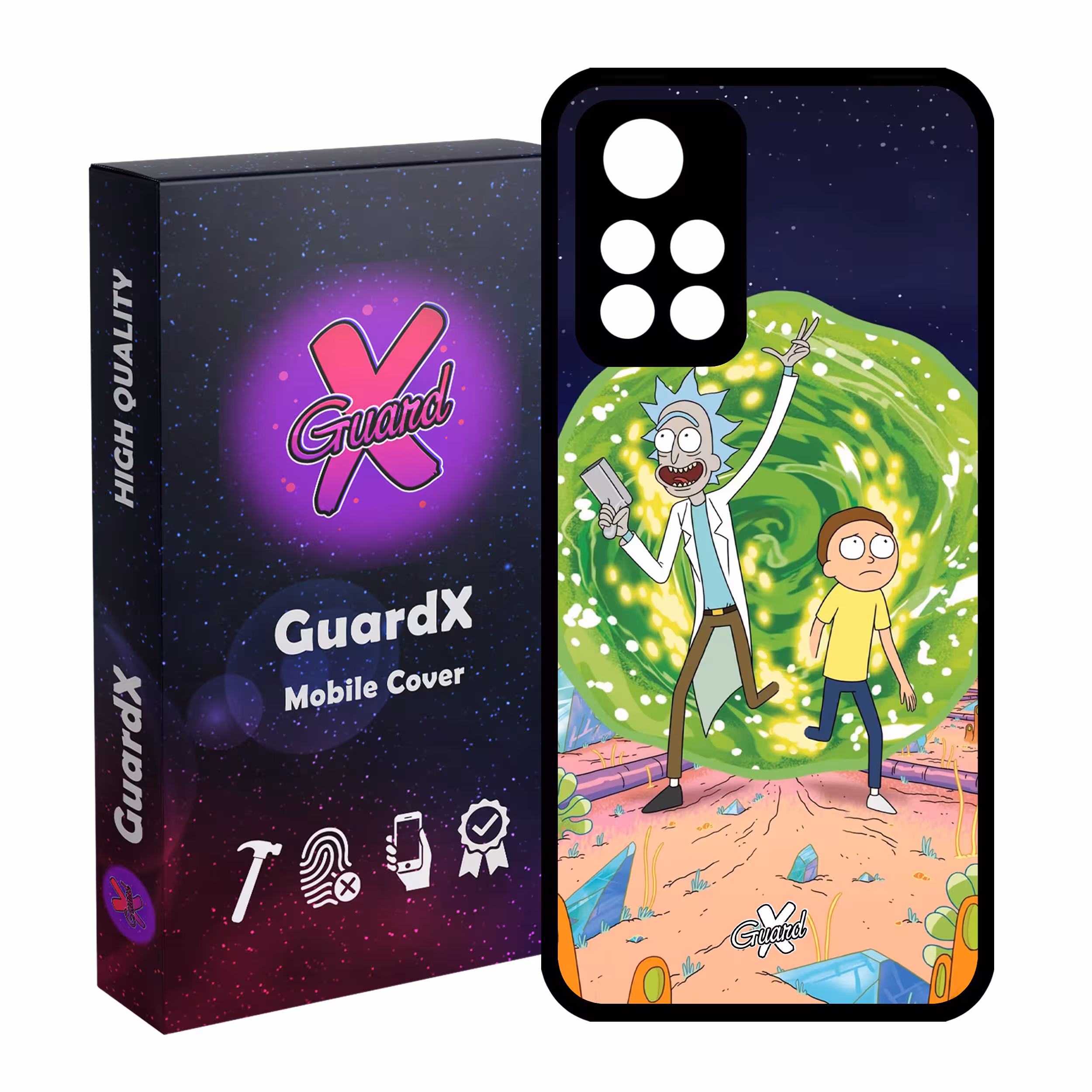 کاور گارد ایکس طرح Rick and Morty مدل Glass10190 مناسب برای گوشی موبایل شیائومی Poco M4 Pro 5G/Redmi Note 11T 5G/Redmi Note 11S 5G