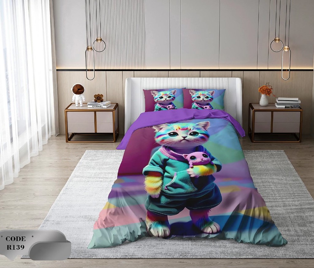 سرویس روتختی 1 نفره 4 تکه ابعاد 1.65 ×2.35 کشدار ضد حساسیت و عرق کد R139 | ست خواب و ست روتختی