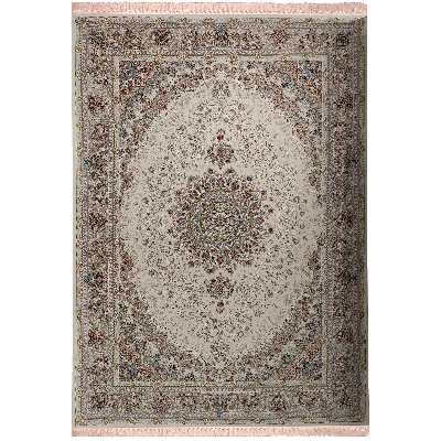 فرش ماشینی زمرد مشهد مدل 37002 زمینه کرم