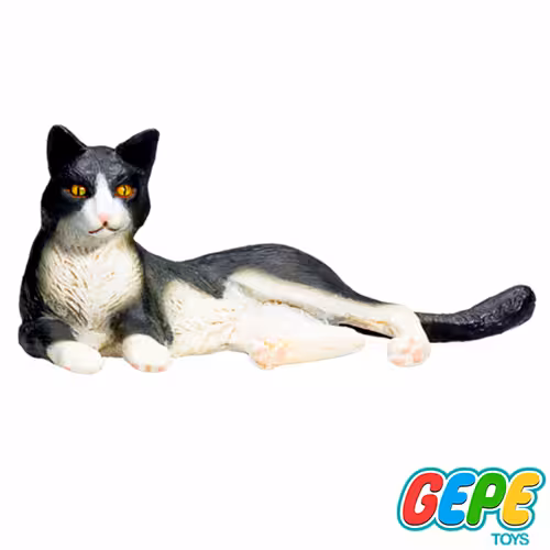 فیگور گربه سیاه و سفید لمیده