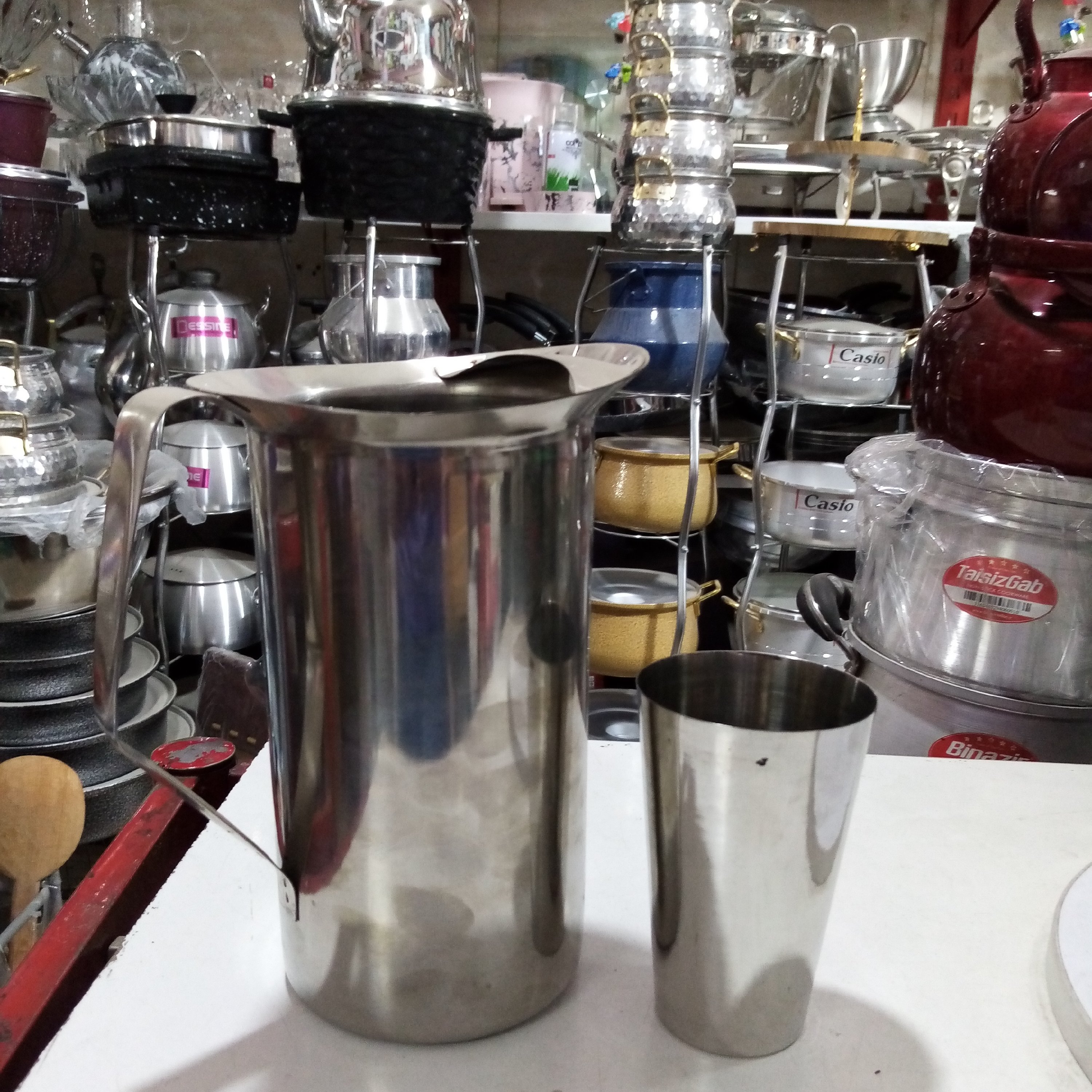 پارچ لیوان استیل (6عدد لیوان.. 1عدد پارچ)