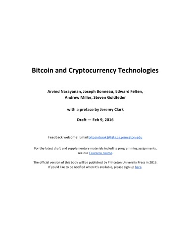 خرید و دانلود نسخه کامل کتاب Bitcoin and Cryptocurrency Technologies [draft]