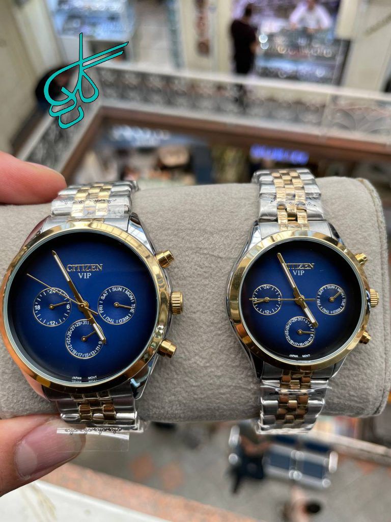 خرید ست ساعت زنانه و مردانه سیتیزن موتور ژاپنی کیفیت عالی سه موتوره جنس استیل رنگ ثابت و ضدحساسیت کد 2115478 - ردگل