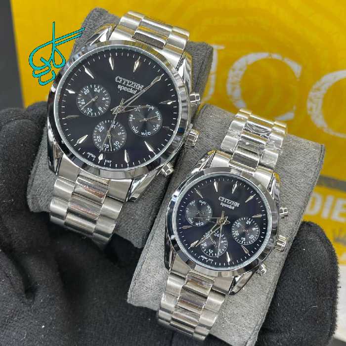 خرید ست ساعت زنانه و مردانه سیتیزن اسپشیال موتور ژاپن کیفیت عالی سه موتور فعال جنس استیل رنگ ثابت کد 2116166 - ردگل