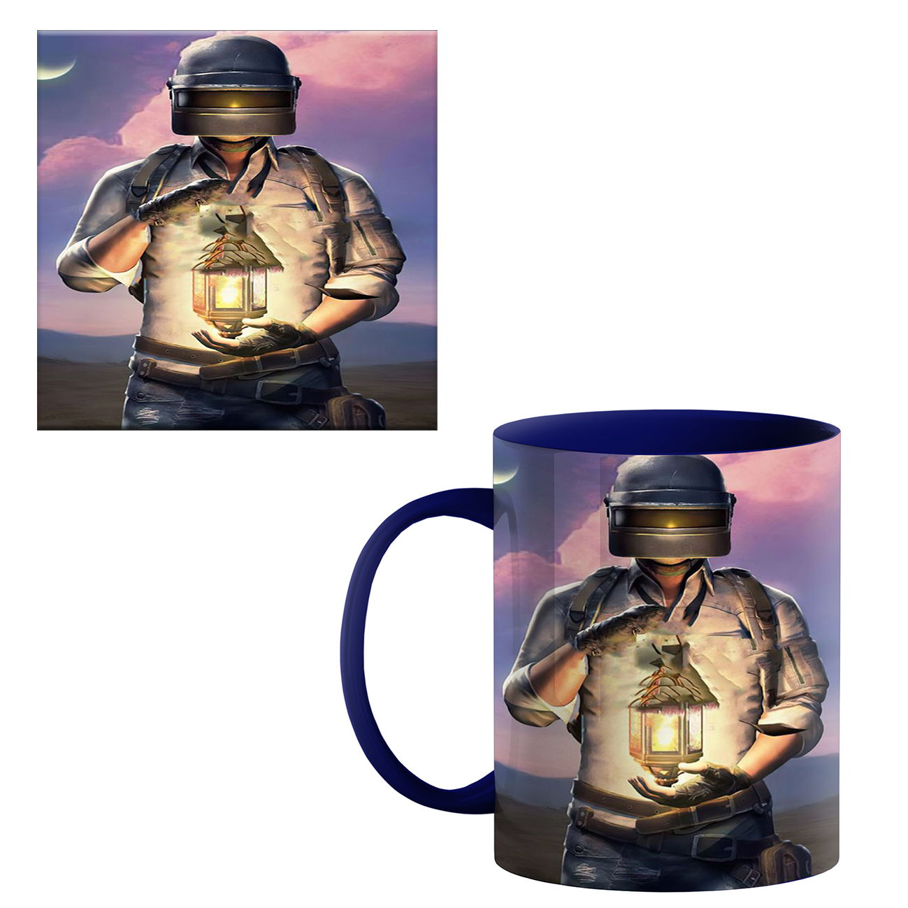 ماگ طرح پابجی کد 1100 به همراه زیر لیوانی