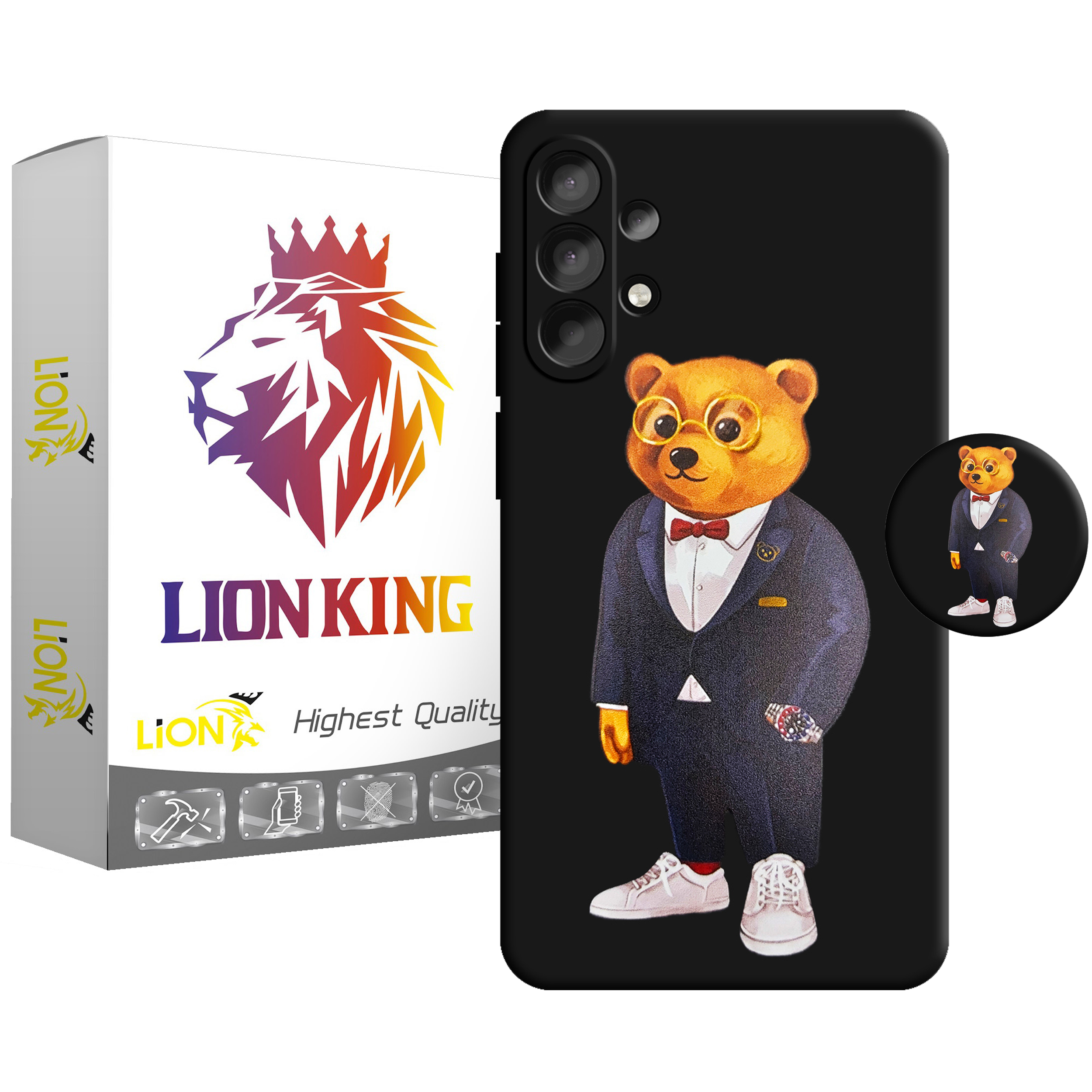   کاور لاین کینگ مدل Bearcot مناسب برای گوشی موبایل سامسونگ Galaxy A32 4G به همراه پایه نگهدارنده