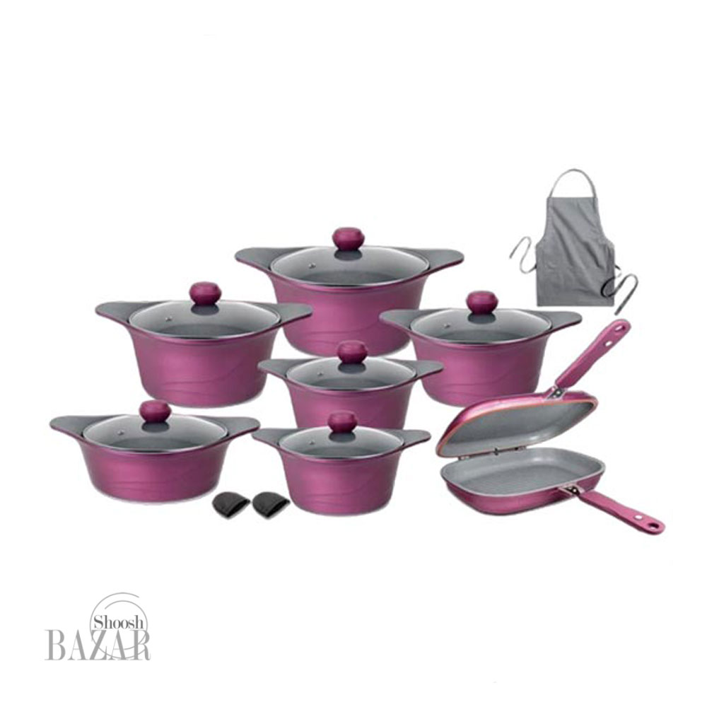 سرویس قابلمه 17 پارچه ام جی اس مدل کره ای D (ماربل)