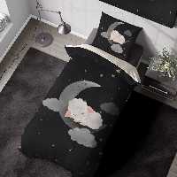 ست روتختی کودکانه طرح ماه و ابر با زمینه آسمان تیره و ستاره WA-2190-s