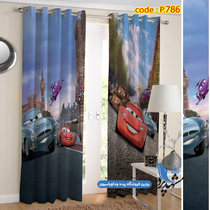 پرده پانچ کودکانه طرح ماشین ها کد p-786