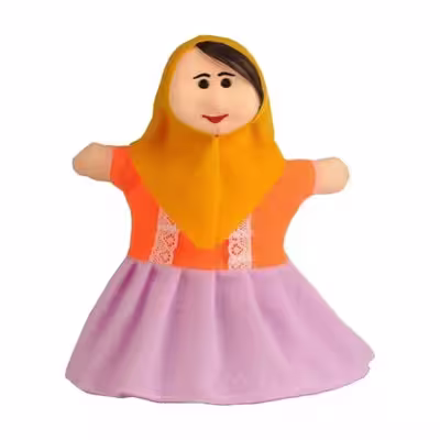 عروسک نمایشی مدل پسر و دختر کلبه عروسکی مجموعه 2 عددی