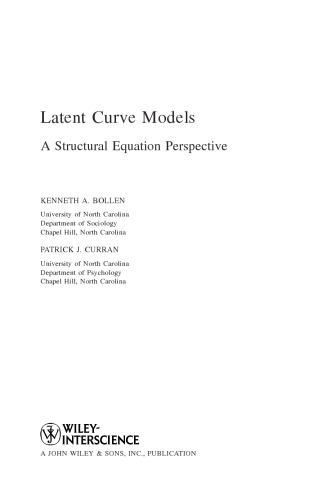 خرید و دانلود نسخه کامل کتاب Latent Curve Models: A Structural Equation Perspective (Wiley Series in Probability and Statistics)