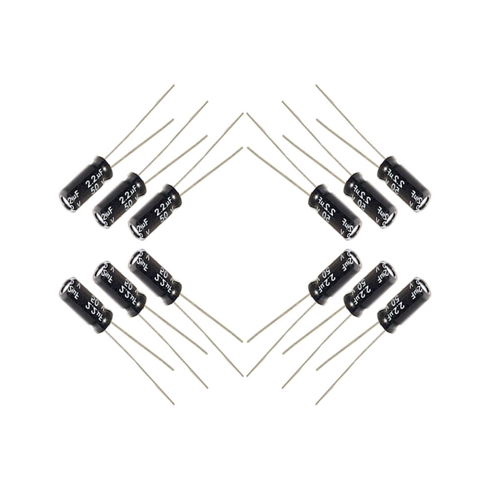 خازن 2.2 میکروفاراد 50 ولت کد Ca2.2uf-50V بسته 12 عددی