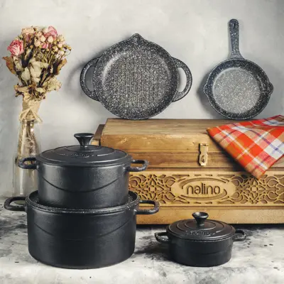 سرویس پخت و پز چدن 8 پارچه نالینو مدل Fico