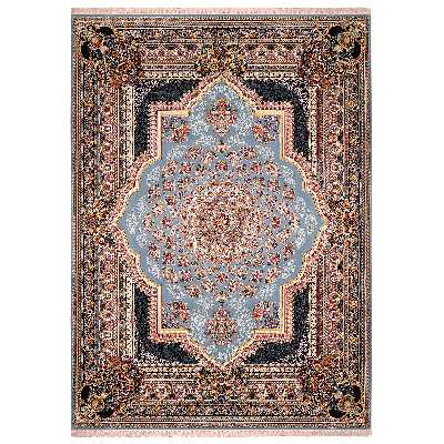 فرش ماشینی زمرد مشهد مدل دیبا زمینه آبی