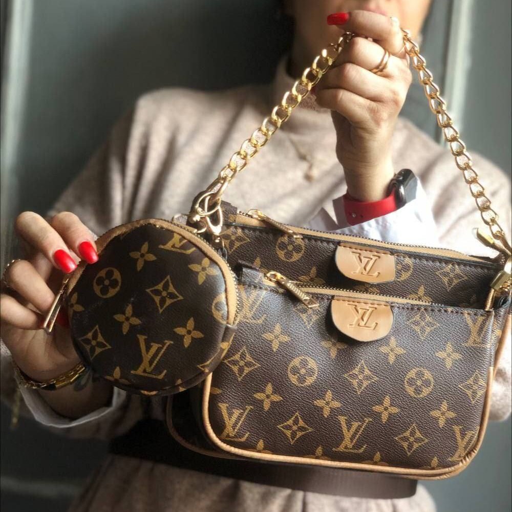 کیف دوتیکه جدید(ارسال رایگان)کیف دوشی بند پهن(طرح ال وی)