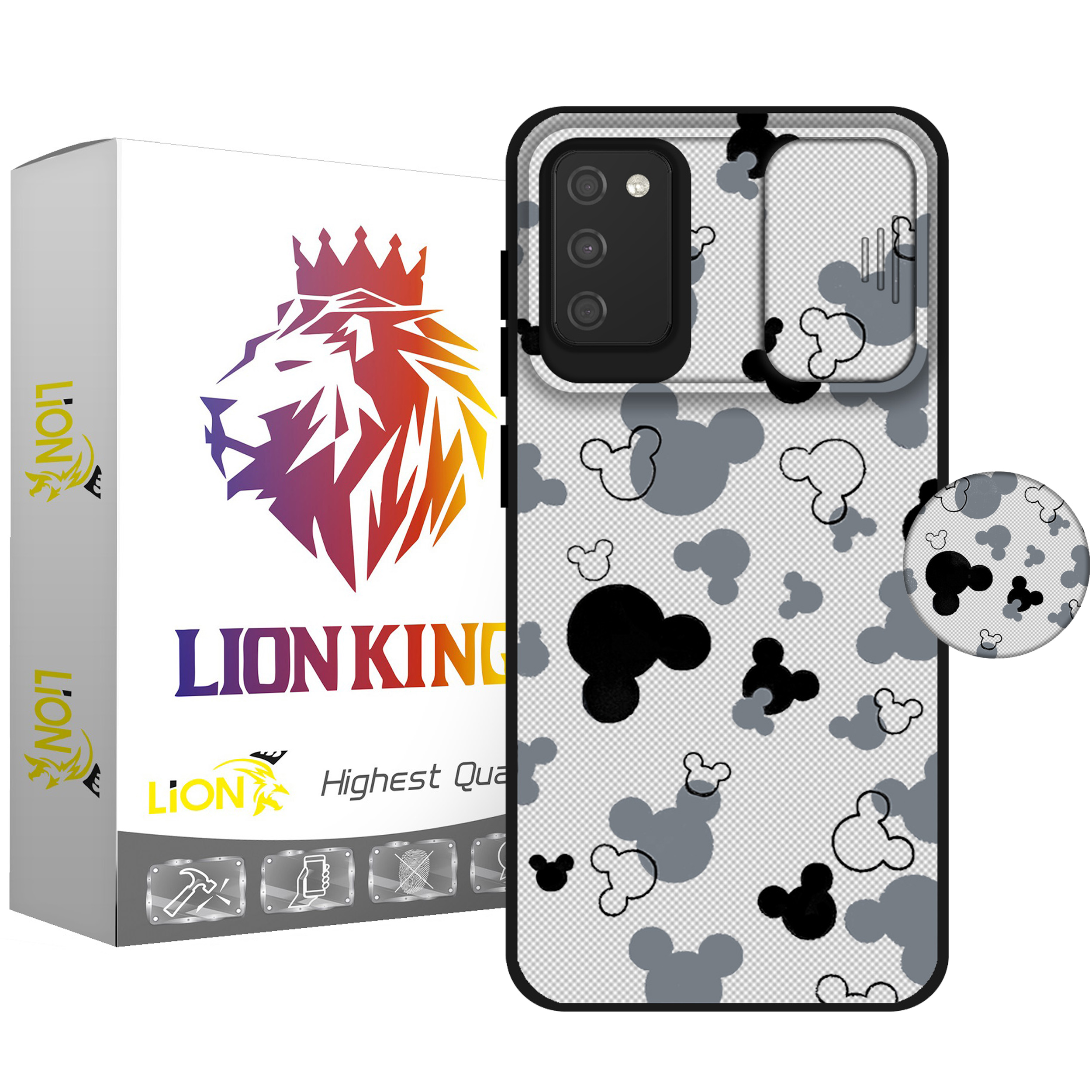 کاور لاین کینگ مدل KalehMiki J2 مناسب برای گوشی موبایل سامسونگ Galaxy A03s به همراه پایه نگهدارنده