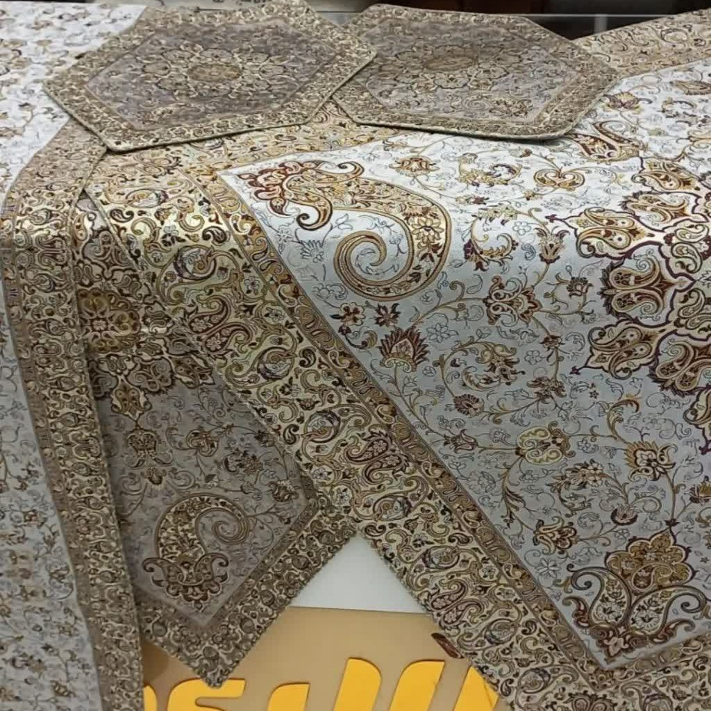 رومیزی طرح بهار  ابریشمی  سرویس 5 تیکه رومیزی ترمه