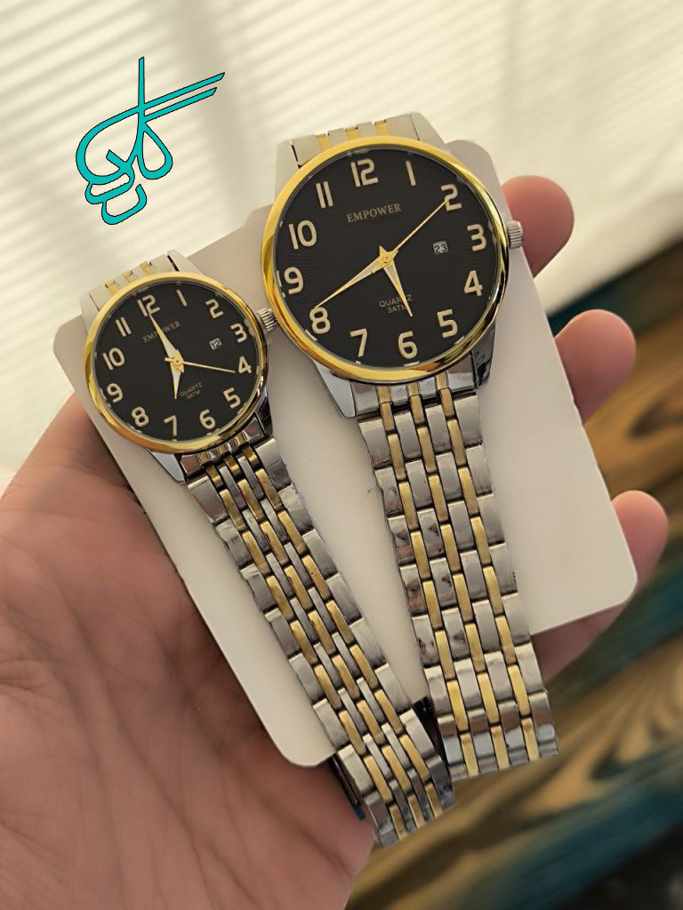 خرید ست ساعت مردانه و زنانه امپاور رنگ ثابت تقویم دار با کیفیت دارای رنگ بندی کد 2115724 - ردگل